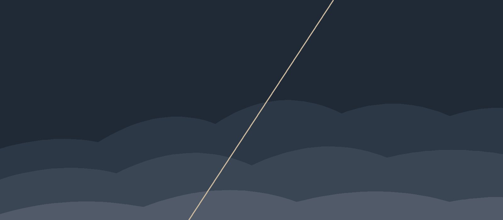 Layered mountain ridges on a navy background, crossed by a single diagonal line